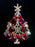 Art Deco Old Czech Crystal Glass HUGE 3.5" Xmas Tree Brooch, Magenta & Aurora Borealis Rhinestones Christmas Gift Big Lapel Scarf Brooch Pin