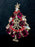 Art Deco Old Czech Crystal Glass HUGE 3.5" Xmas Tree Brooch, Magenta & Aurora Borealis Rhinestones Christmas Gift Big Lapel Scarf Brooch Pin