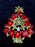 Art Deco Old Czech Crystal Glass HUGE >3" Xmas Tree Brooch, Ruby Red & Green Rhinestones Christmas Gift Big Lapel Scarf Brooch Pin, Stocking